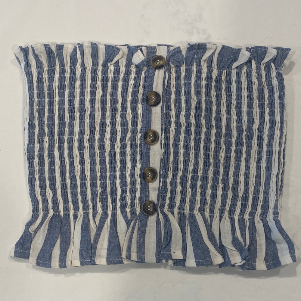 Pink Lily Navy and Cream Striped Tube Top